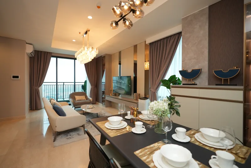 Ruang tamu & ruang makan show unit Aerium